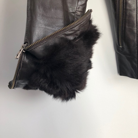 DANIER BROWN LEATHER JACKET W FUR - Picture 5 of 9